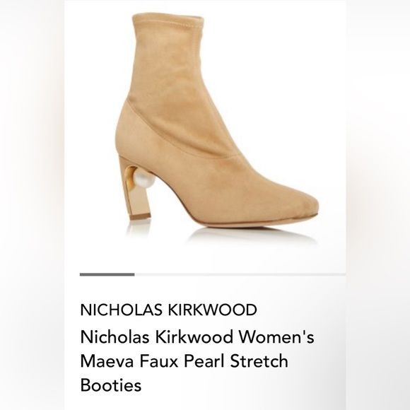 Nicholas Kirkwood Women’s Maeva Faux Pearl Stretch Booties. Color: Hazel. NWB. - Picture 4 of 16